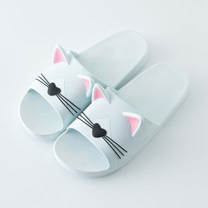 レディーススリッパ かわいい漫画猫 室内浴室動物スリッパ カップルスライド デザイナーフリップフロップ ソフトシューズ