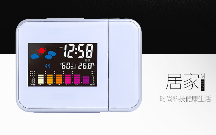 クリエイティブファッション LED 電子時計 目覚まし時計 天気予報時計 8190 投影 永久カレンダー 電子時計
