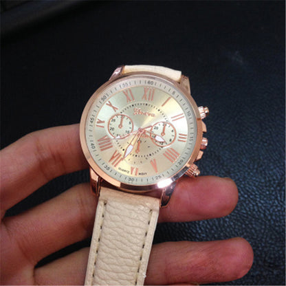 爆発モデルジュネーブベルトウォッチダブルレイヤー3アイ6針メンズベルトウォッチジュネーブウォッチスポット卸売