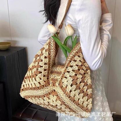 新しいスタイルの小さな新鮮な甘いスタイルの編み込みストローバッグファッショナブルなインスタイルトレンディなレディースバッグショルダーバッグペーパーロープバッグ