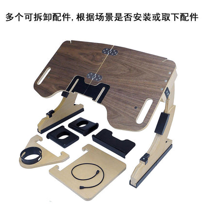 コンピューターデスク、ベッドの上に横になって遊ぶ、デスクの上にノートパソコン、ベッドの上に木製の折りたたみ式角度調節可能