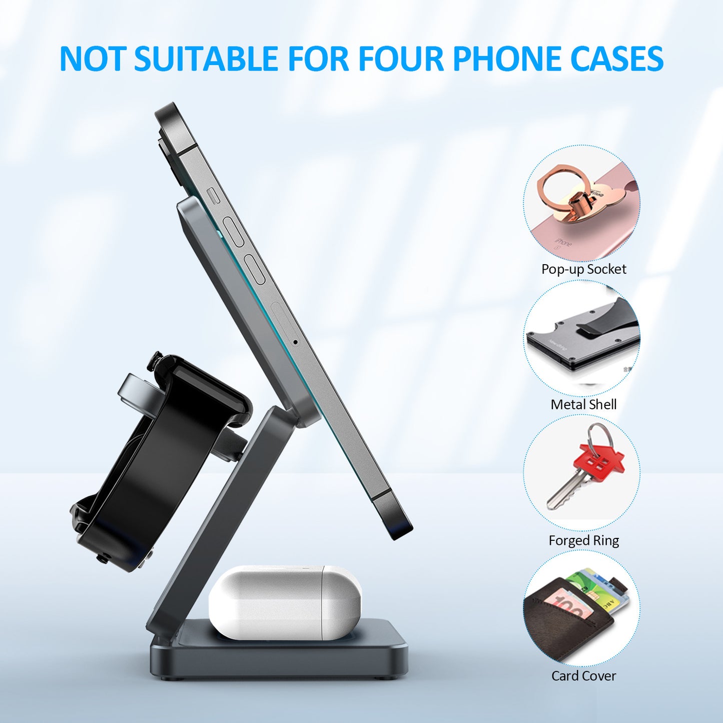 アップルの携帯電話や時計に適した新しい国境を越えた3イン1アルミニウム合金磁気折りたたみワイヤレス充電器急速充電