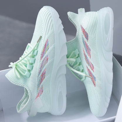 通気性メッシュスニーカー レディース 夏 新作 韓国風 カジュアルランニングシューズ 小さめホワイト 快適