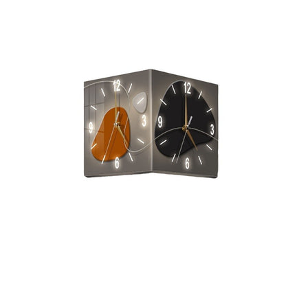 壁掛け時計リビングルーム2024新しいクリエイティブ時計壁ランプパンチフリーコーナークロックコーナークロックネットセレブ両面時計