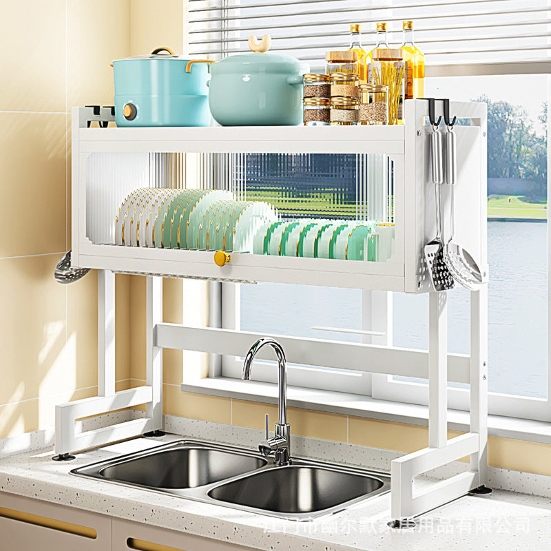 防塵扉付き多機能キッチンシンクラック