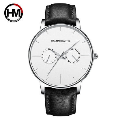 メンズ多機能防水クォーツ時計トップレイヤー牛革時計学生トレンドニッチブランドinsビジネスウォッチ