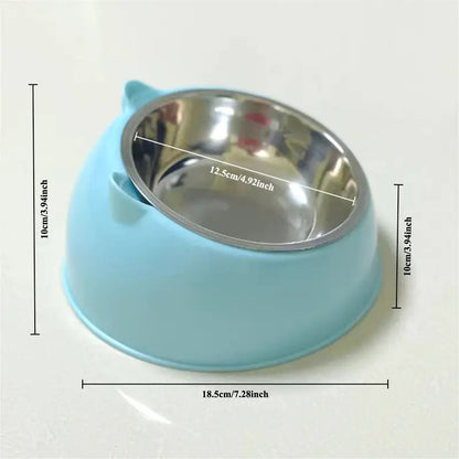 ステンレススチール製猫ボウル犬ボウル猫首保護ボウル斜め取り外し可能透明給水ボウルペット用品国境を越えた