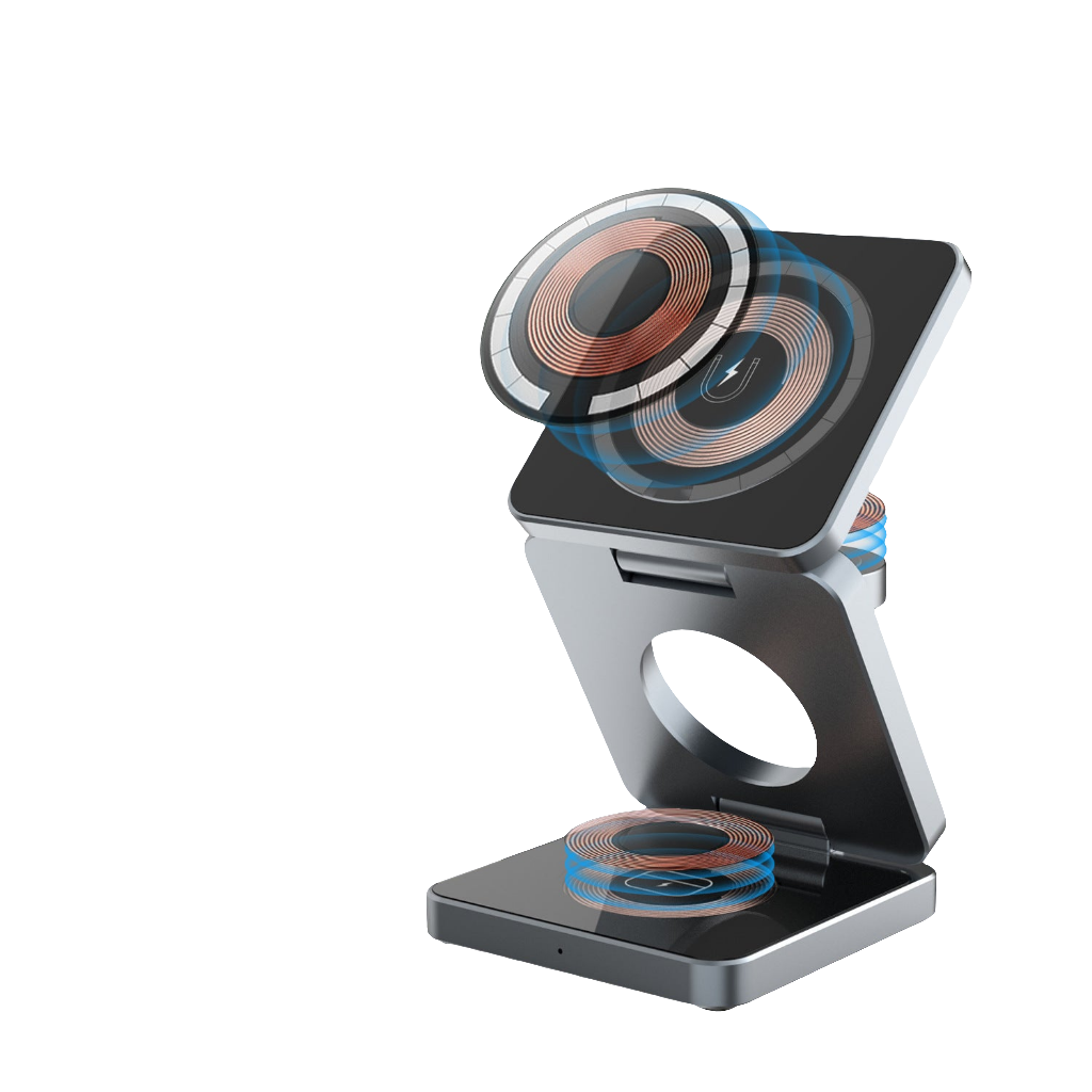 アップルの携帯電話や時計に適した新しい国境を越えた3イン1アルミニウム合金磁気折りたたみワイヤレス充電器急速充電