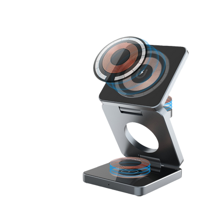 アップルの携帯電話や時計に適した新しい国境を越えた3イン1アルミニウム合金磁気折りたたみワイヤレス充電器急速充電