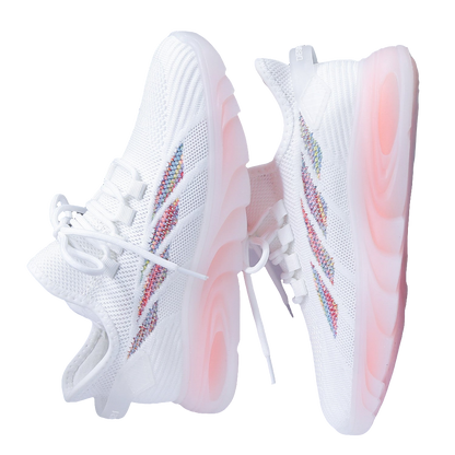 通気性メッシュスニーカー レディース 夏 新作 韓国風 カジュアルランニングシューズ 小さめホワイト 快適